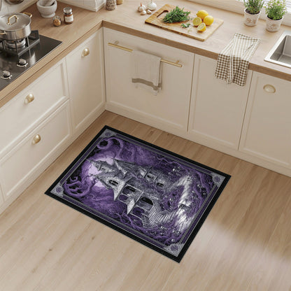 Purple Gothic Haunted Mansion Area Rug