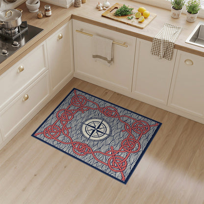 Red Rope Compass Nautical Area Rug