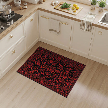 Red ODIKA Red Floral Persian Area Rug