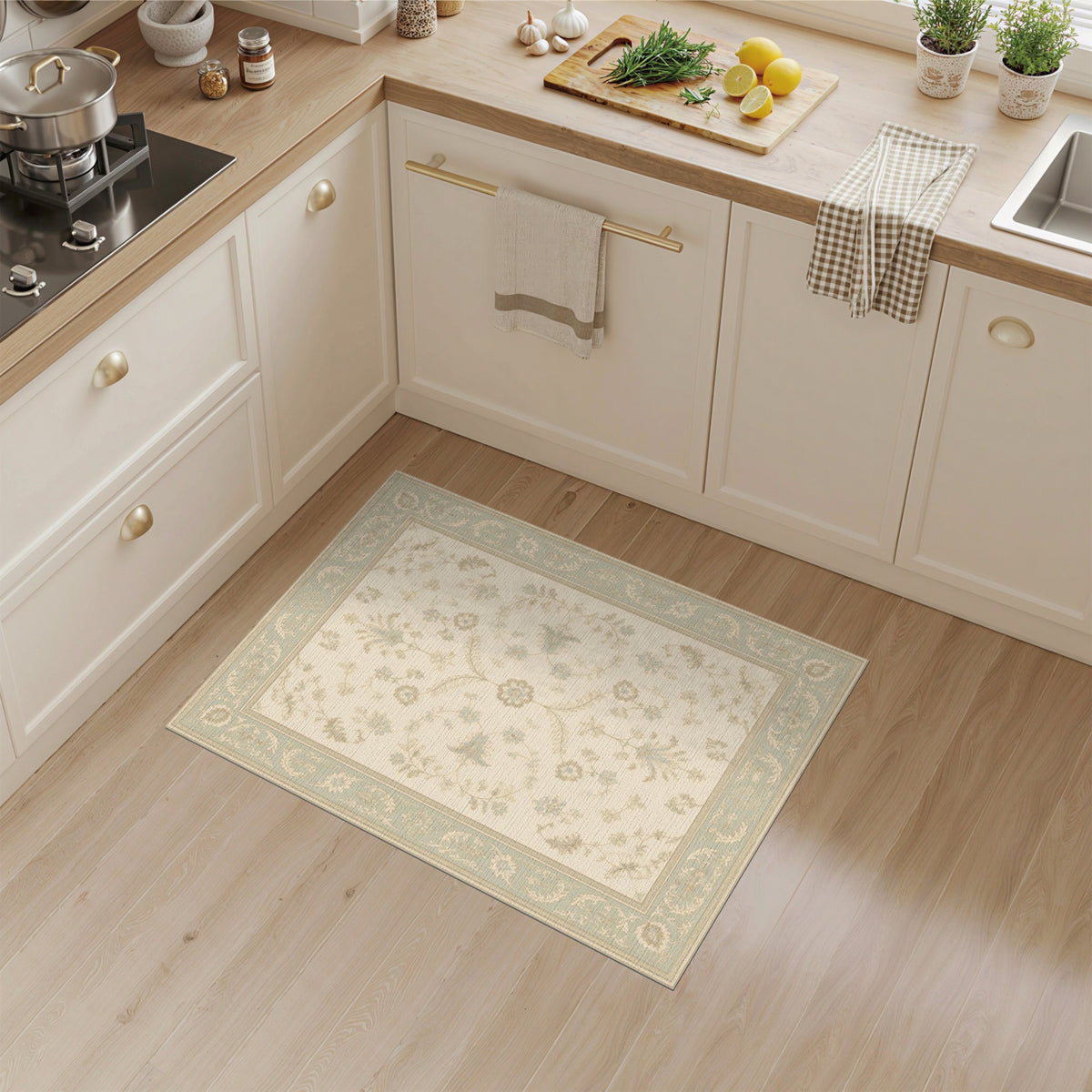 ODIKA Beige Floral Medallion Vintage Area Rug