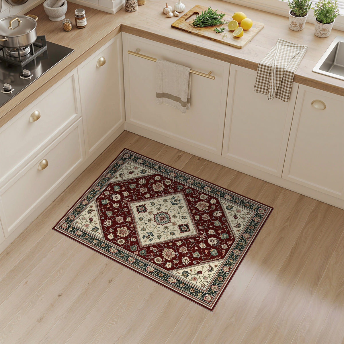 Traditional Persian Red Rich Red Persian Floral Medallion Area Rug