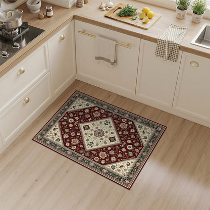 Traditional Persian Red Rich Red Persian Floral Medallion Area Rug