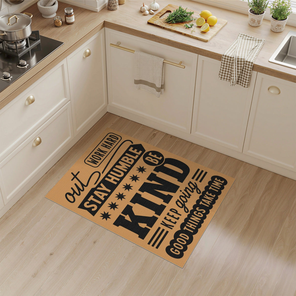 Motivational Quotes Brown Area Rug