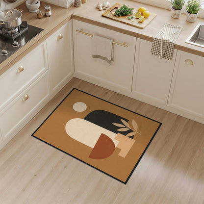 Geometric Modern Brown and Tan Abstract Geometric Brown Area Rug