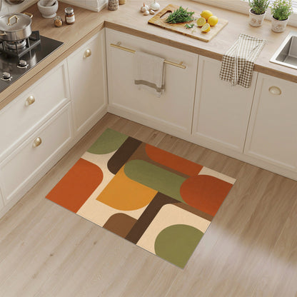 Geometric Modern Area Rug in Warm Orange Tones