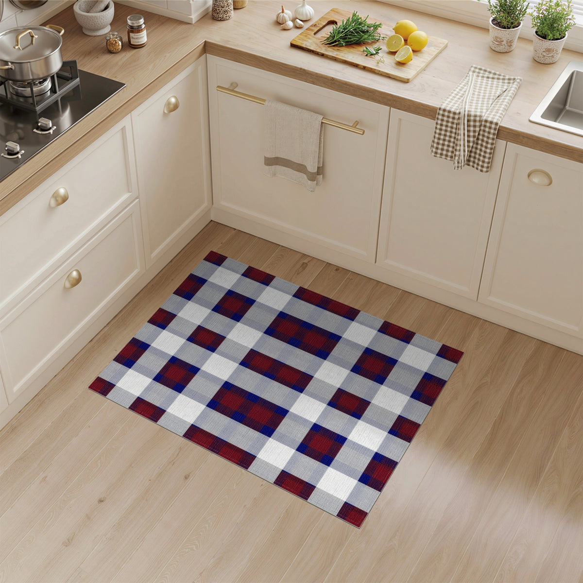 Red Blue Buffalo Check Area Rug