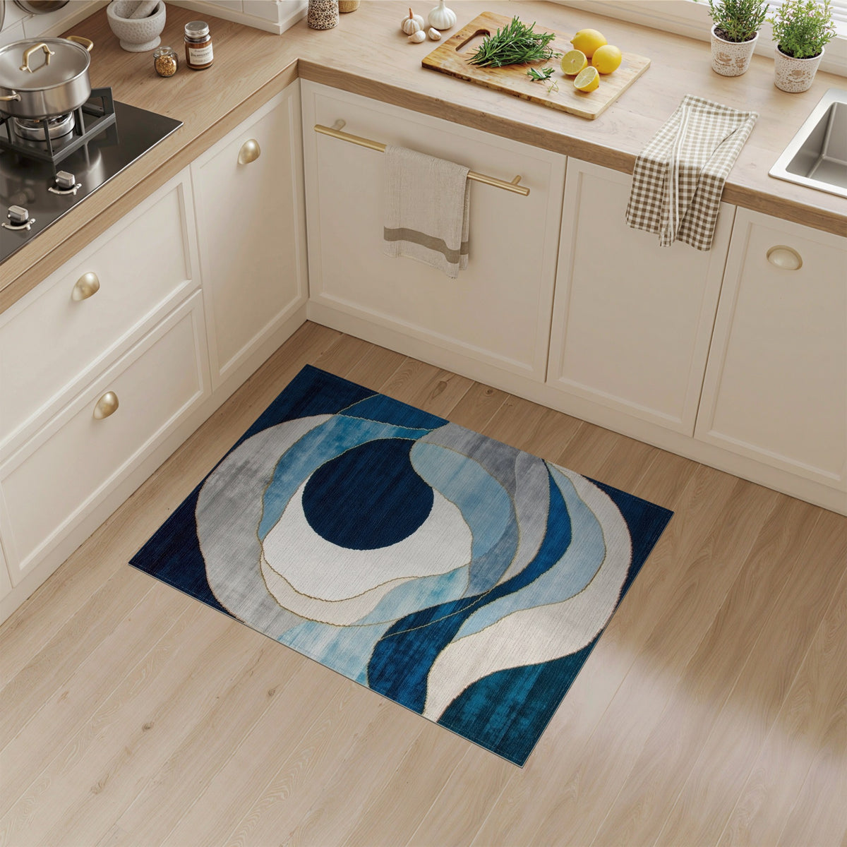 Blue Abstract Swirl Area Rug