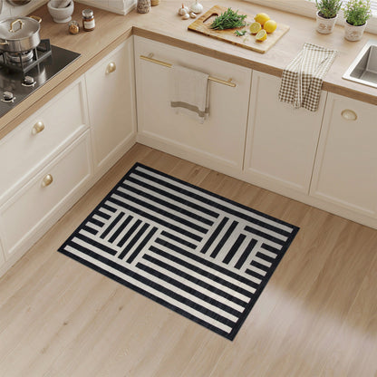 Bold Black White Geometric Area Rug