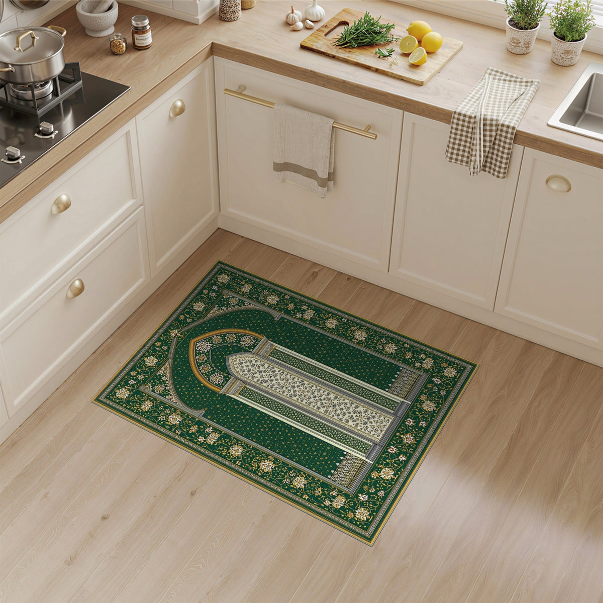 Traditional Persian Green Persian Arch Floral Area Rug