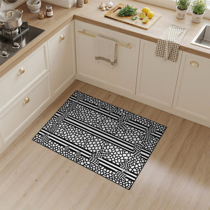 Black White Checkered Flag Geometric Area Rug