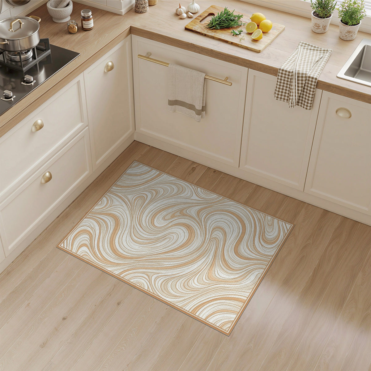 Beige Abstract Swirl No. 4 Area Rug
