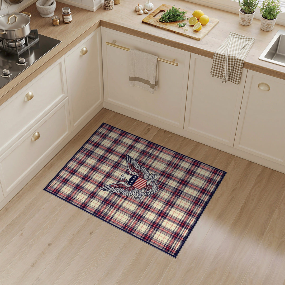 Patriotic Eagle Plaid Area Rug