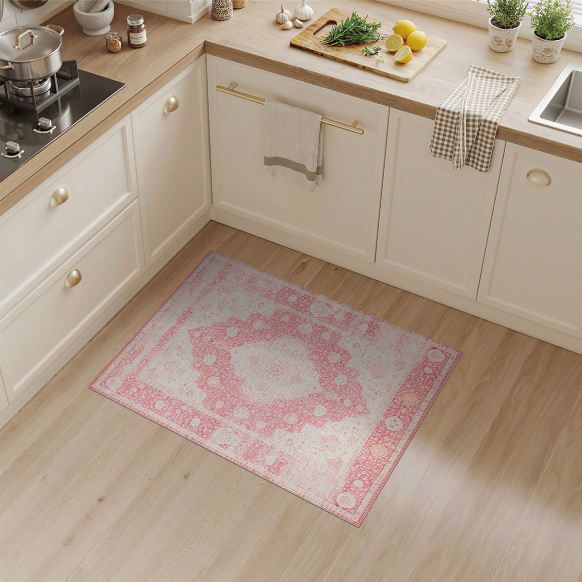 Pink Distressed Vintage Medallion No. 2 Area Rug