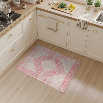 Pink Distressed Vintage Medallion No. 2 Area Rug