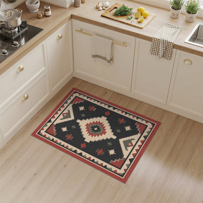 Southwestern Geometric Area Rug in Red and Black