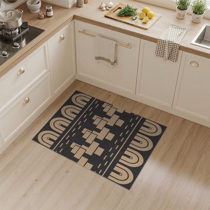 Beige Geometric Arch Washable Area Rug