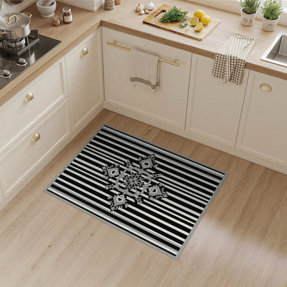Black White Heritage Tribal Area Rug
