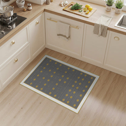 Black White Gold Dot Geometric Area Rug