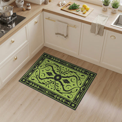Green Floral Vintage Area Rug