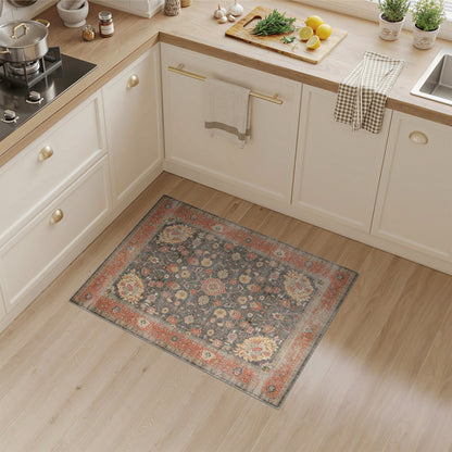 ODIKA Grey Persian Floral Area Rug