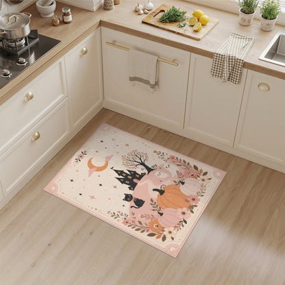 Pink Halloween Kids Cartoon Area Rug