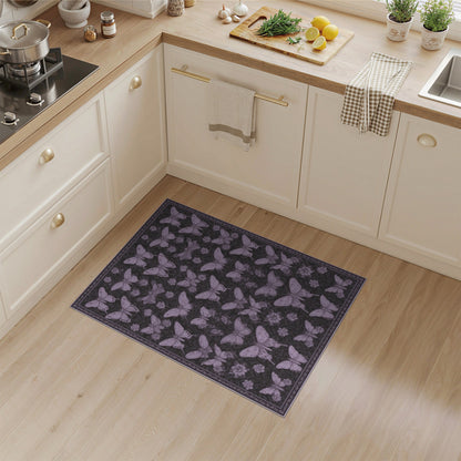 Purple Butterfly Floral Vintage Rug