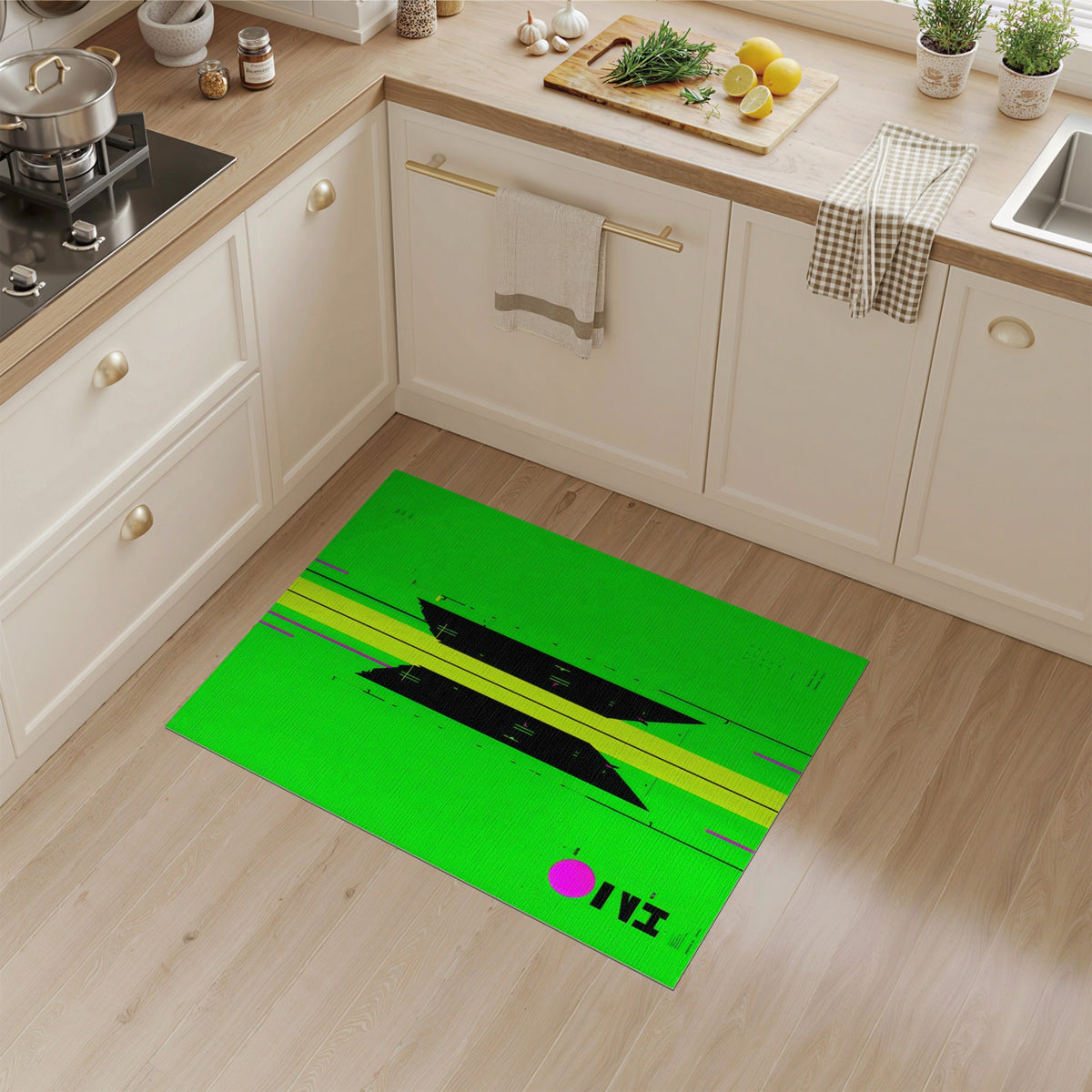 Green Bold Green Geometric Area Rug