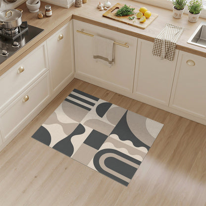 Beige and Neutral Geometric Modern Geometric Beige Area Rug