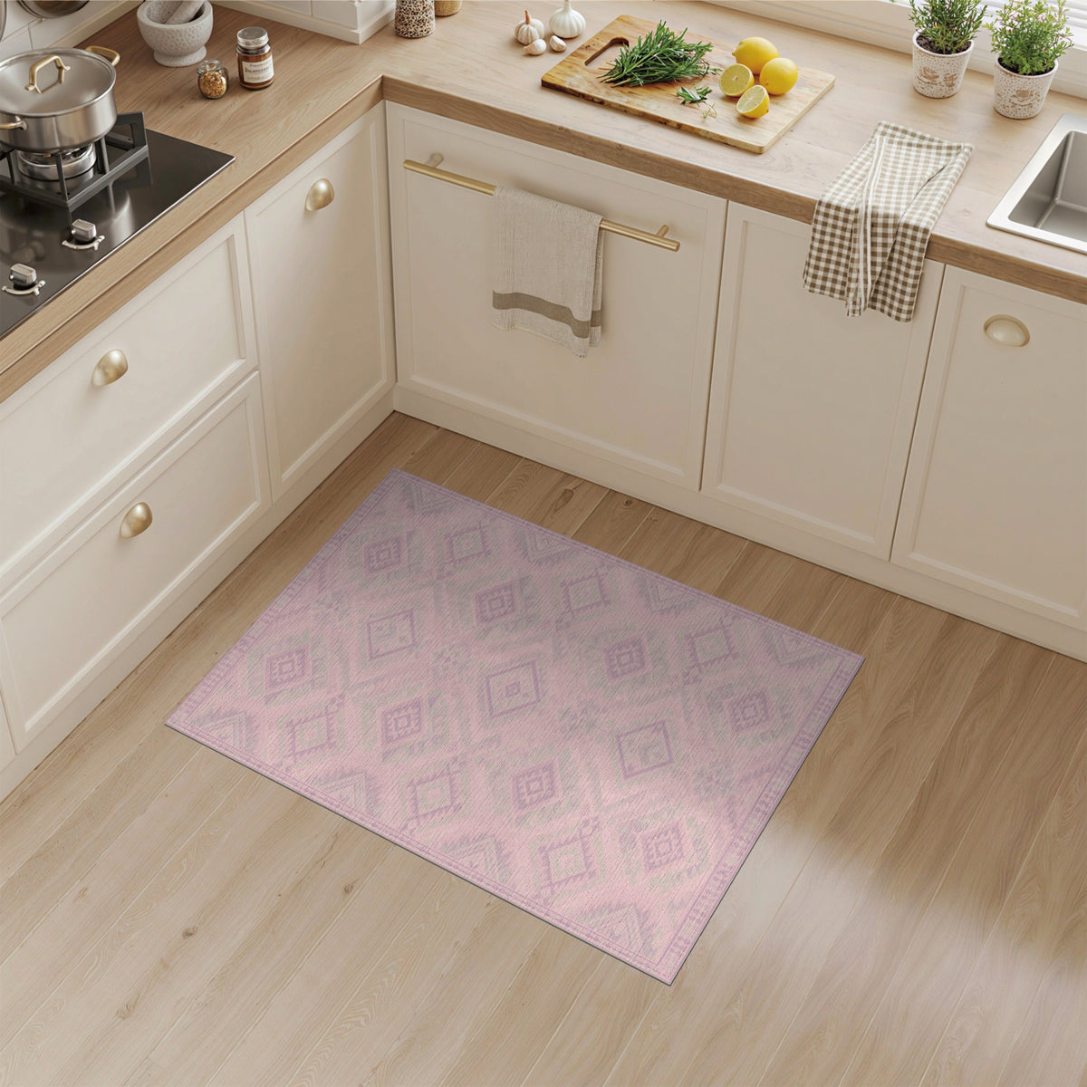 Pink Heritage Tribal Diamond Area Rug