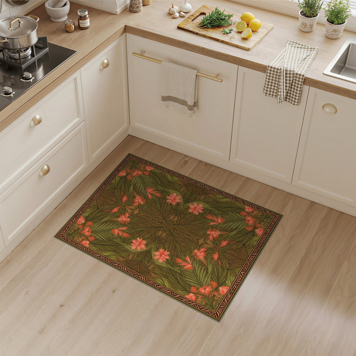 Green Floral Vintage No. 97 Area Rug
