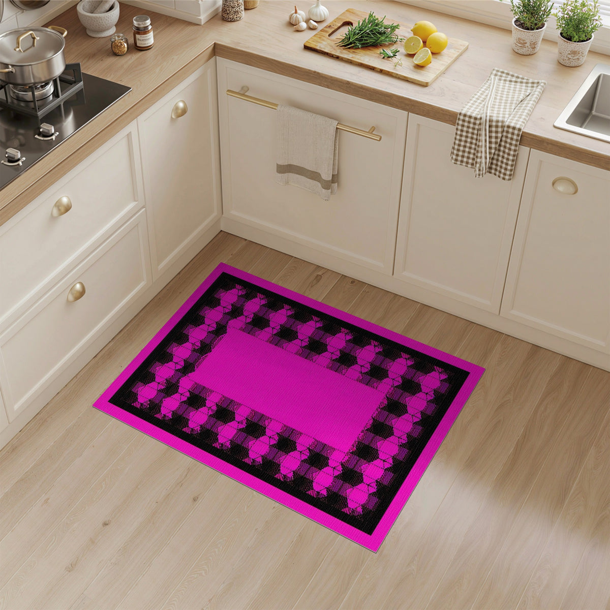 Pink Buffalo Check Geometric Area Rug