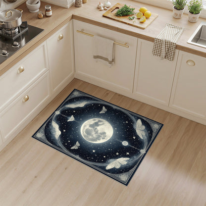 Moonlit Moth Celestial Area Rug