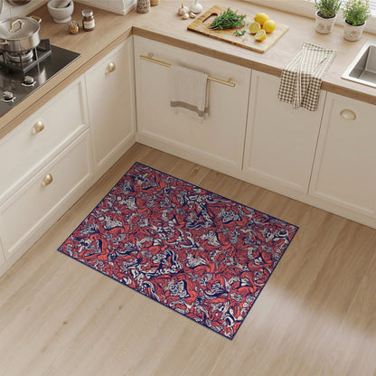 Red Floral Vintage Area Rug