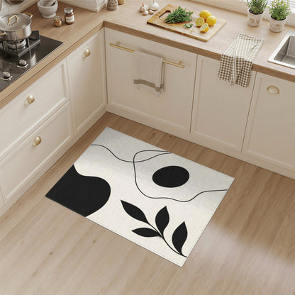 Black White Abstract Area Rug