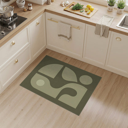 Olive Green Abstract Area Rug