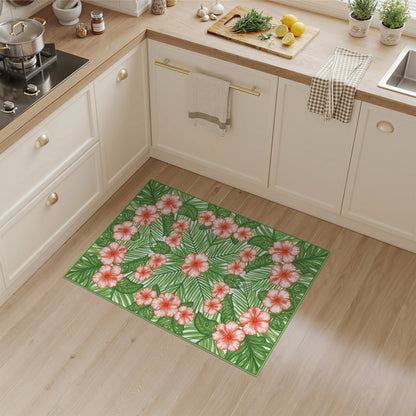 Multi-color and Patterns Red Hibiscus Floral Area Rug