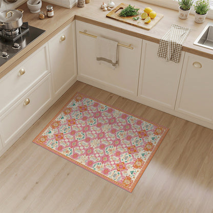 Vibrant Pink Floral Traditional Persian Area Rug