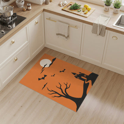 Halloween Castle Bats Orange Area Rug