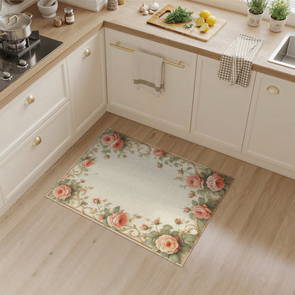 Pink Rose Floral Vintage Area Rug