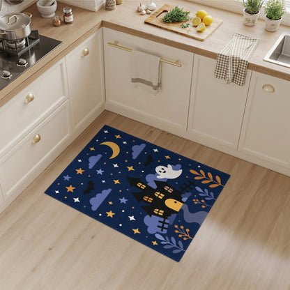 Spooky Ghost Haunted House Kids Cartoon Area Rug