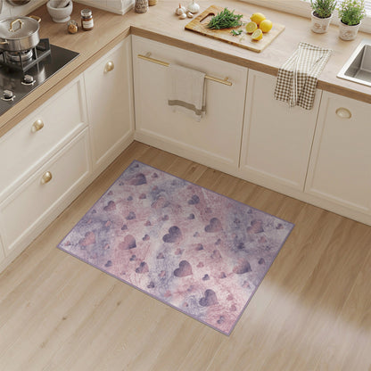 Pink Marble Heart Washable Area Rug