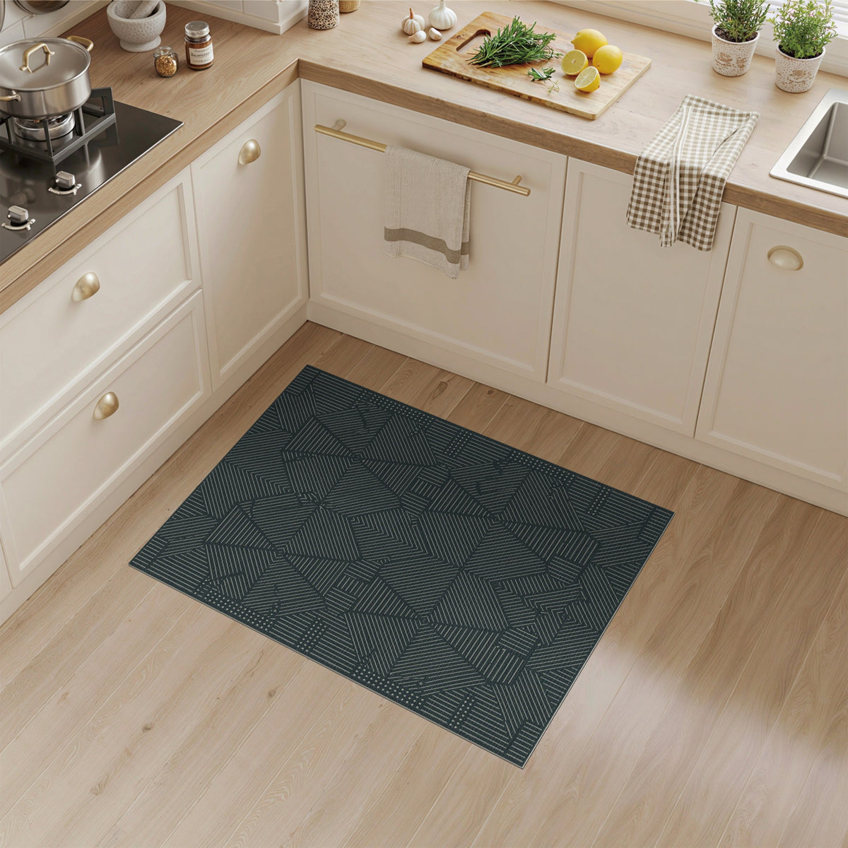 Blue and Teal Geometric Teal Area Rug