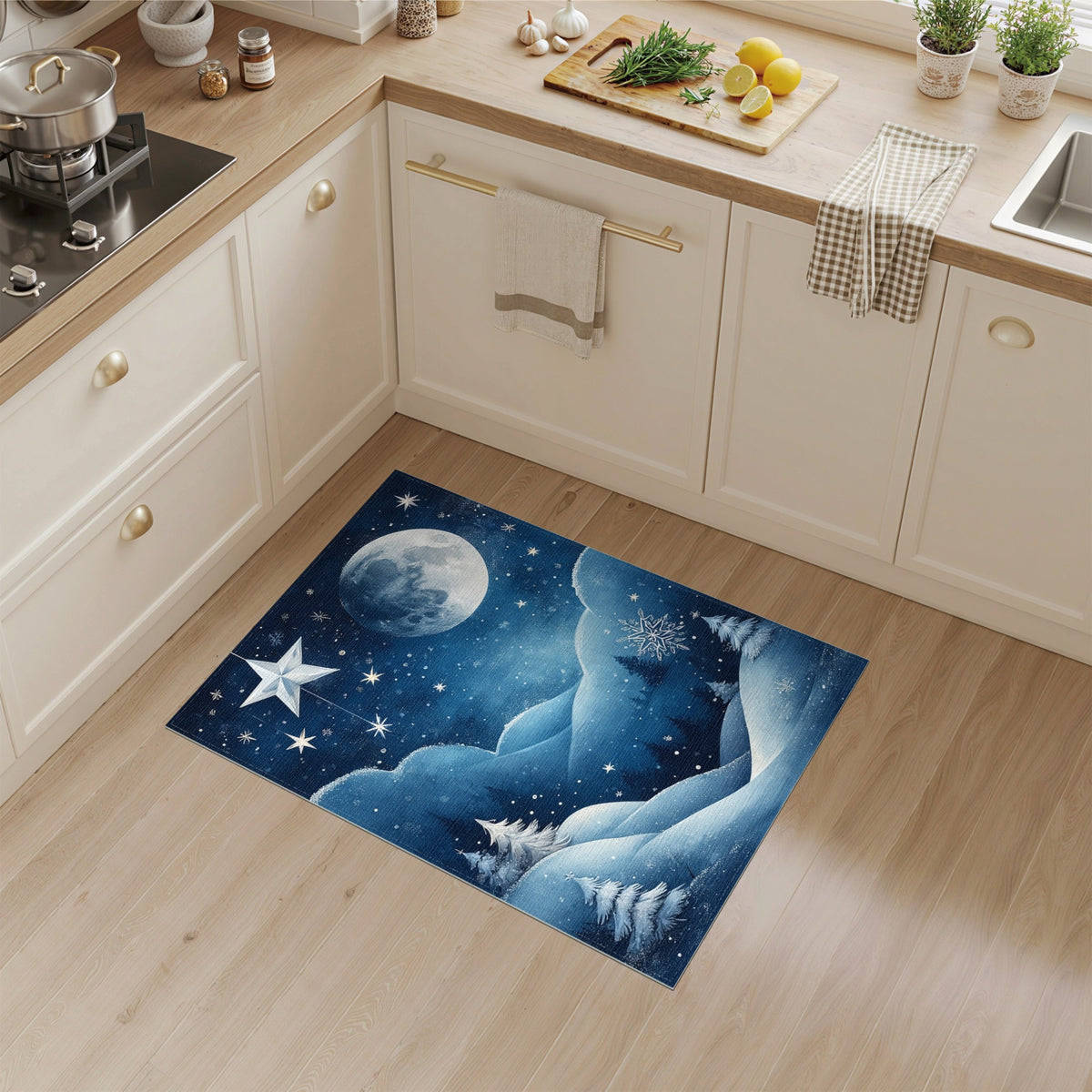 Moonlit Winter Snowscape Area Rug