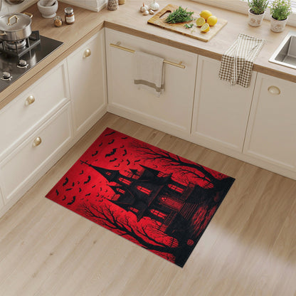 Haunted House Red Area Rug