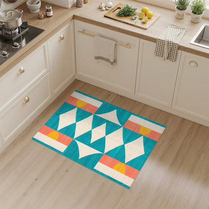 Blue and Teal Geometric Diamond Area Rug