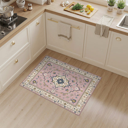 Blush Pink Floral Vintage Area Rug