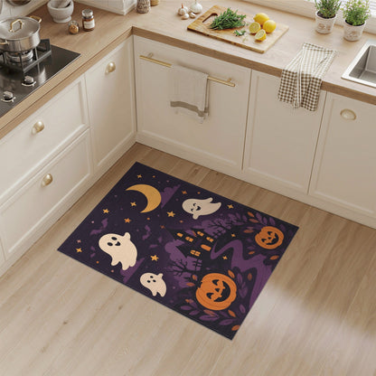 Cute Halloween Ghosts Pumpkins Purple Area Rug