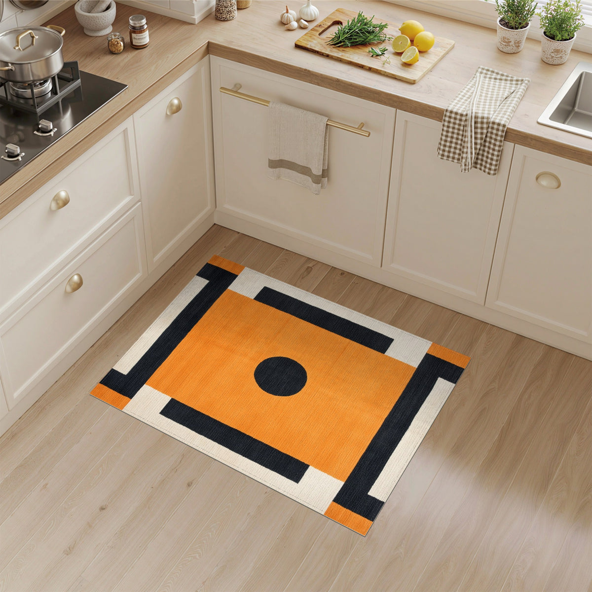 Geometric Modern Bold Orange Geometric Circle Area Rug