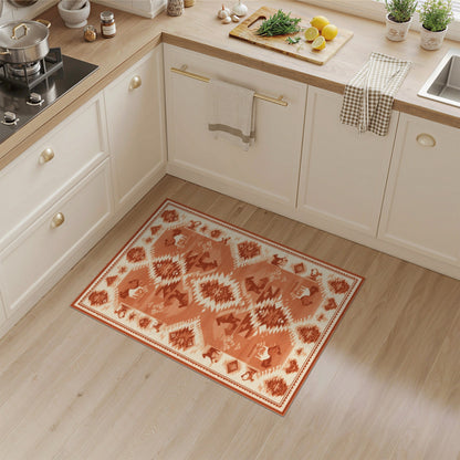 Southwestern Horse Area Rug in Brown Tan