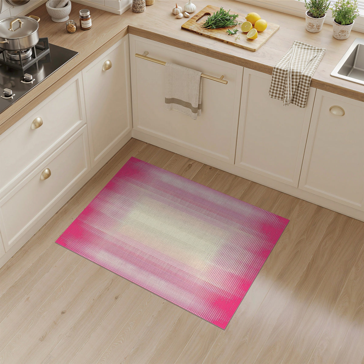 Pink Ombre Dot Geometric Area Rug